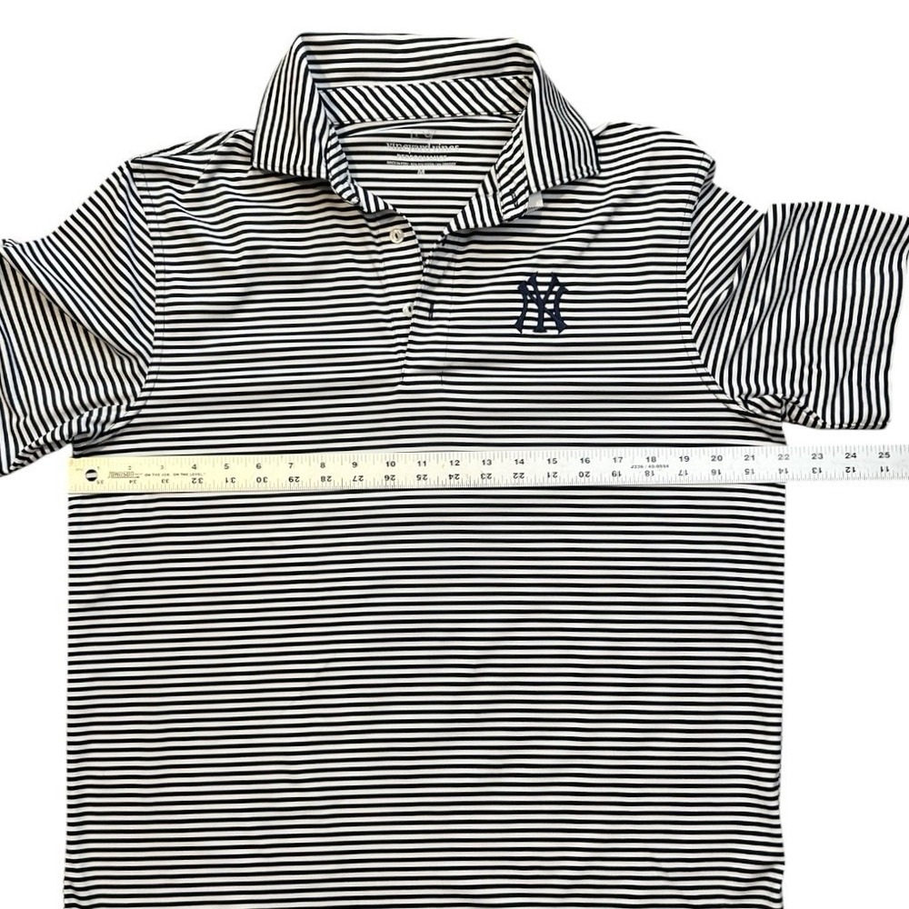 VINEYARD VINES New York Yankees Polo Shirt sz M Blue White Striped MLB Baseball - Picture 6 of 8